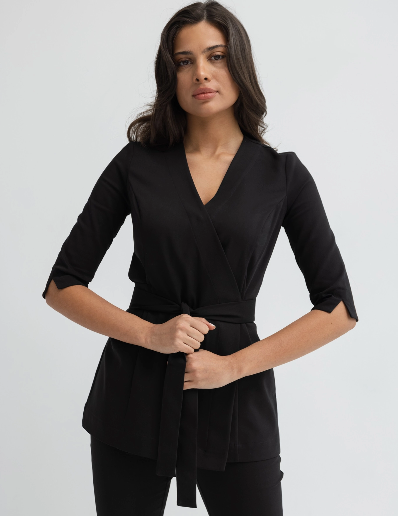 Medizinische gebunden Bluse Rosalie - TRUE BLACK