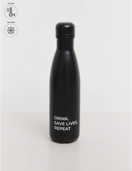 Thermoflasche Classic "Save lives" - BLACK