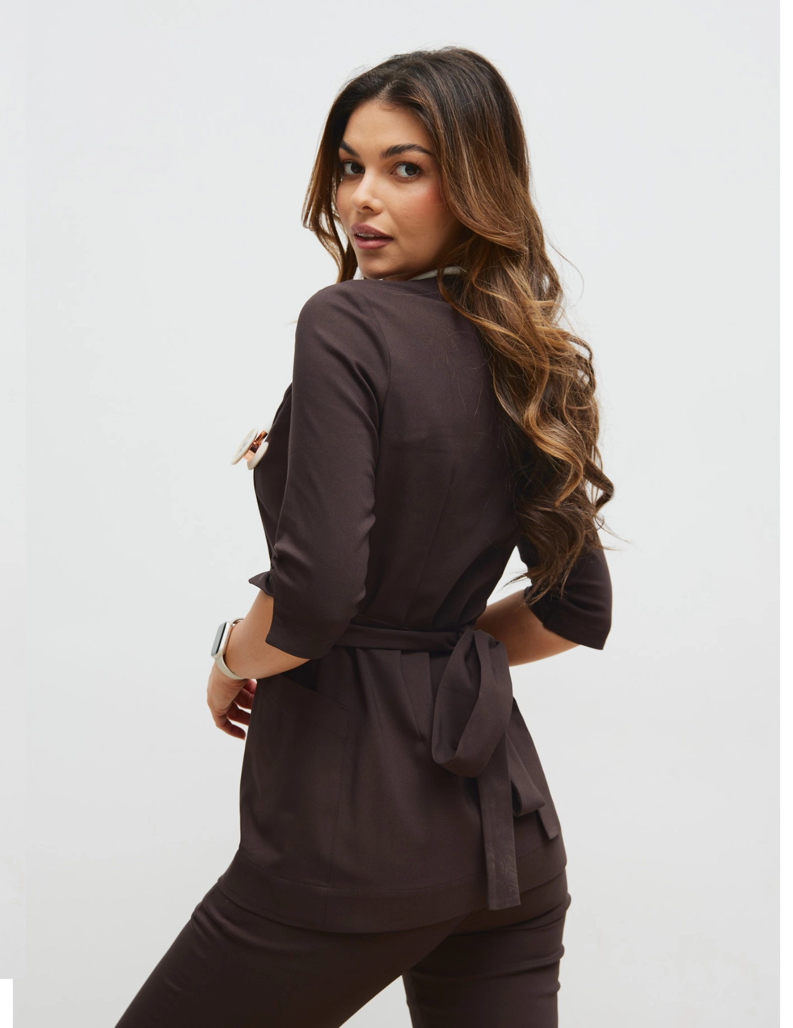 Medizinische Wickelbluse Rosalie - ESPRESSO