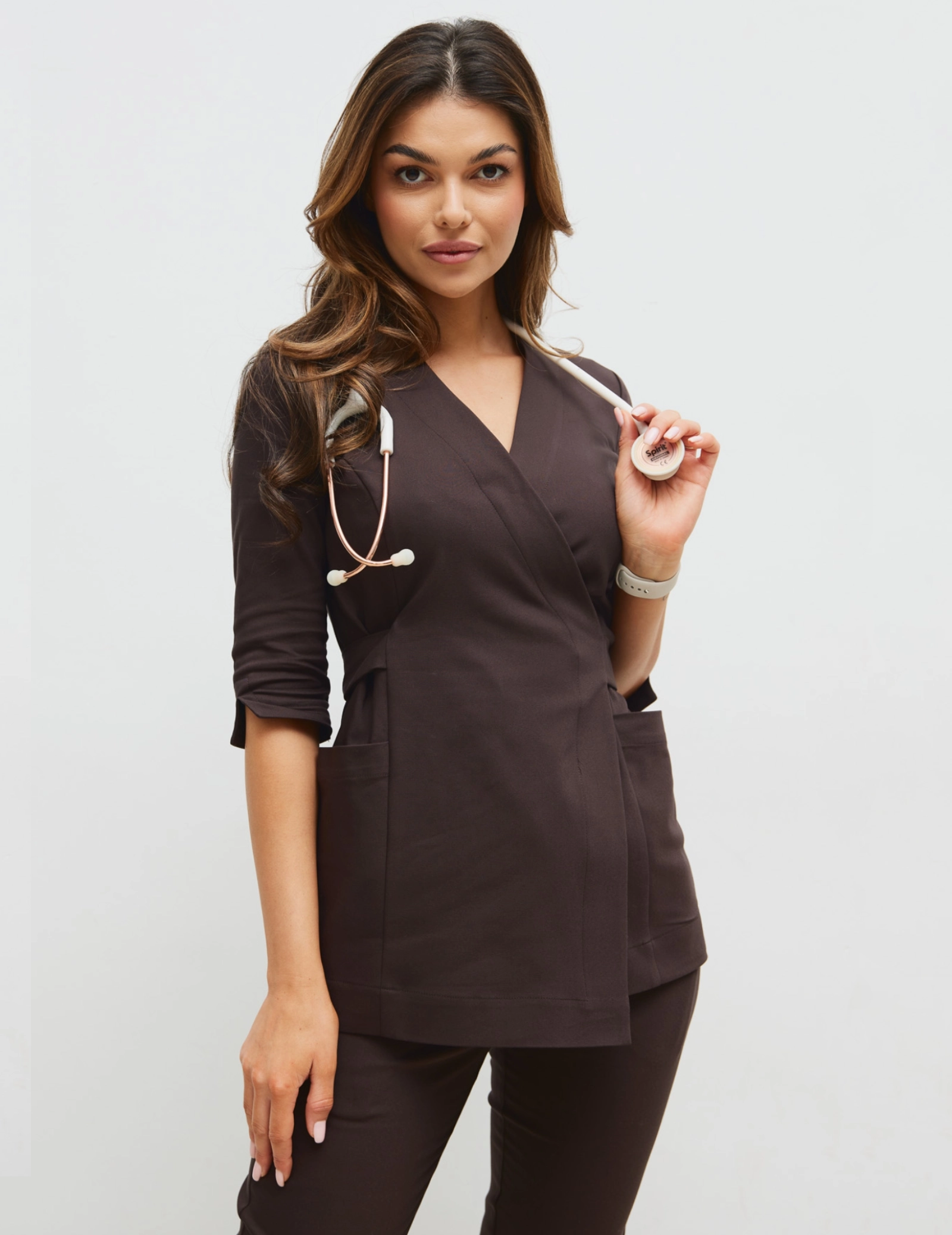 Medizinische Gebundene Bluse Rosalie - ESPRESSO