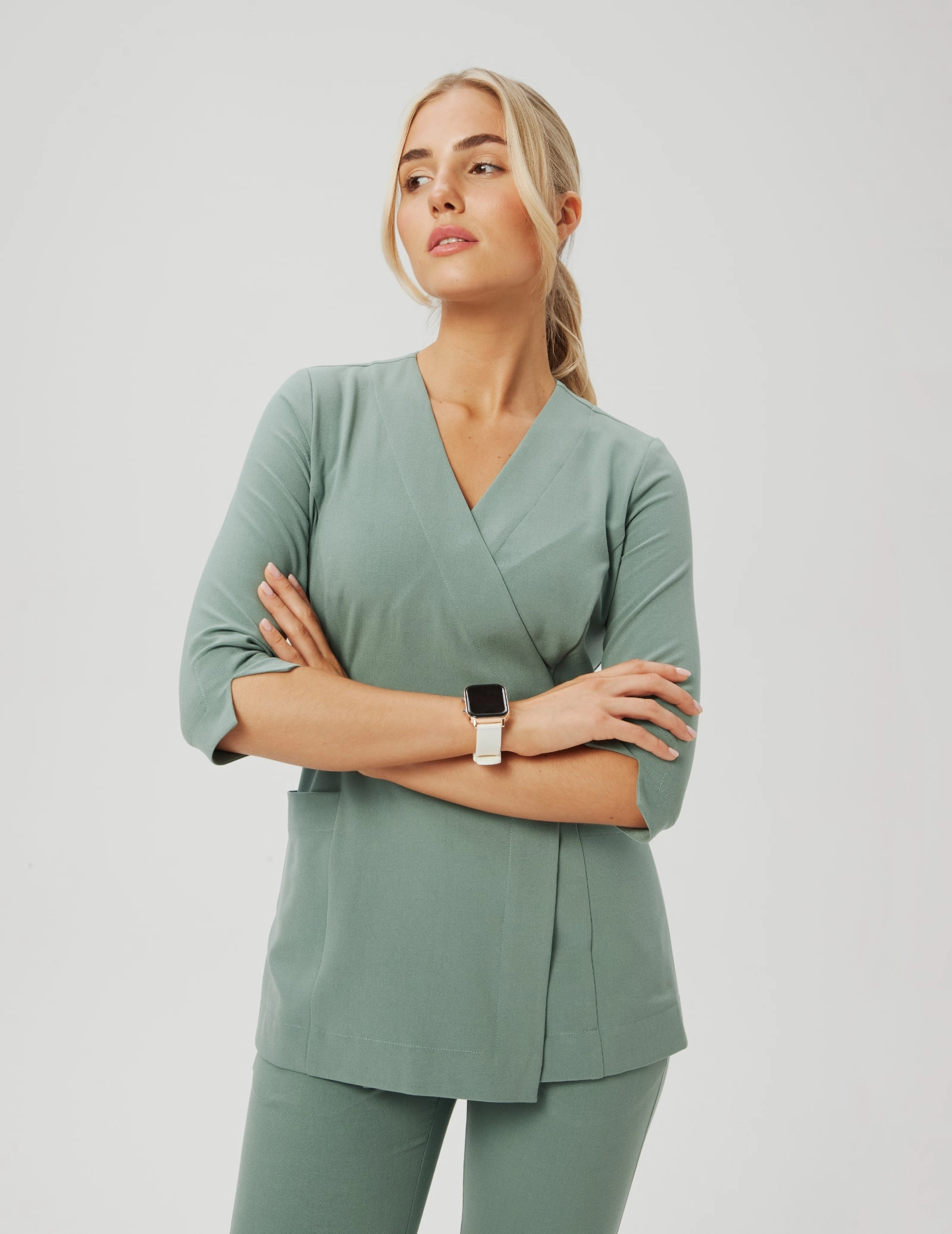 Medizinische Wickelbluse Rosalie - DUSTY GREEN