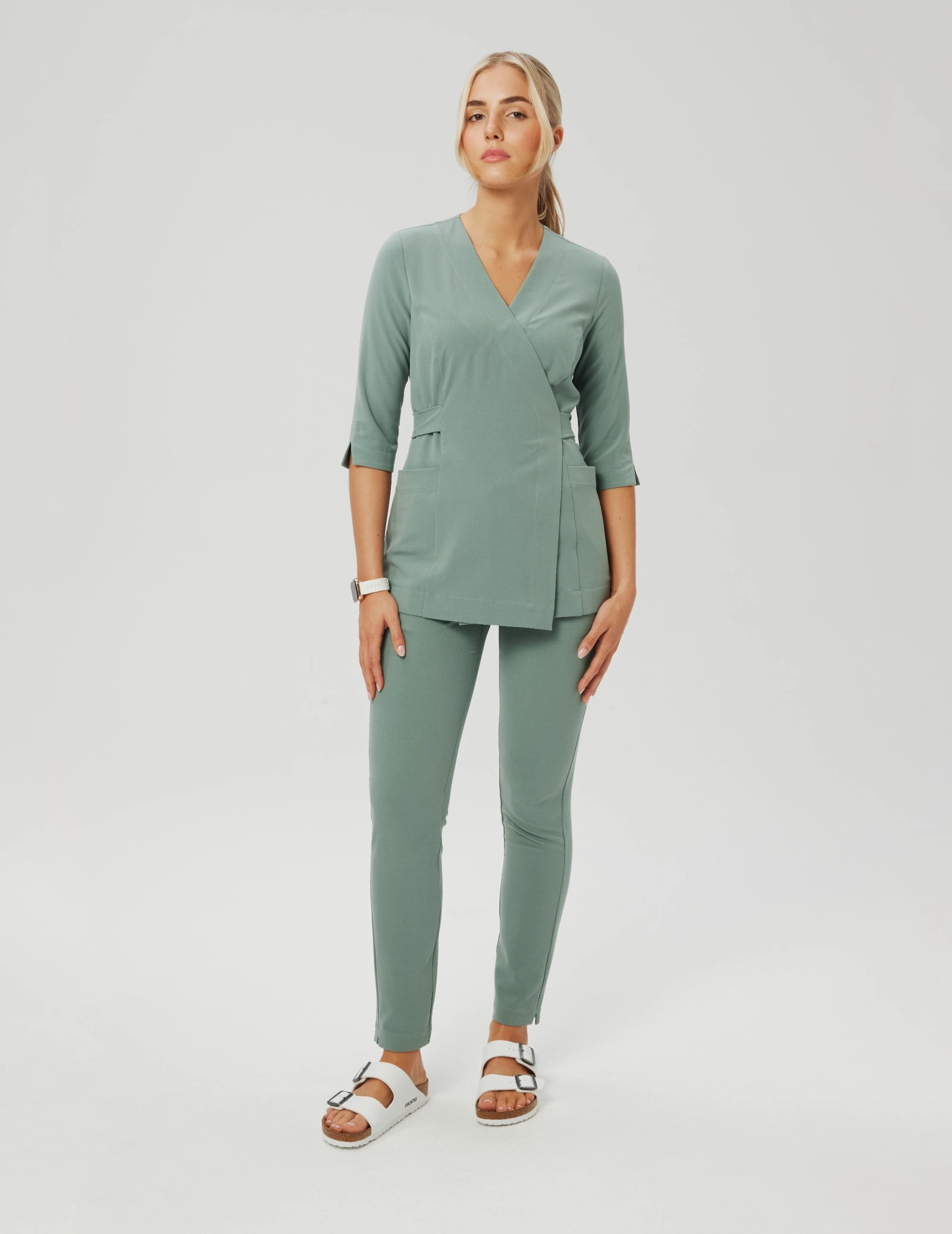 Medizinische Wickelbluse Rosalie - DUSTY GREEN