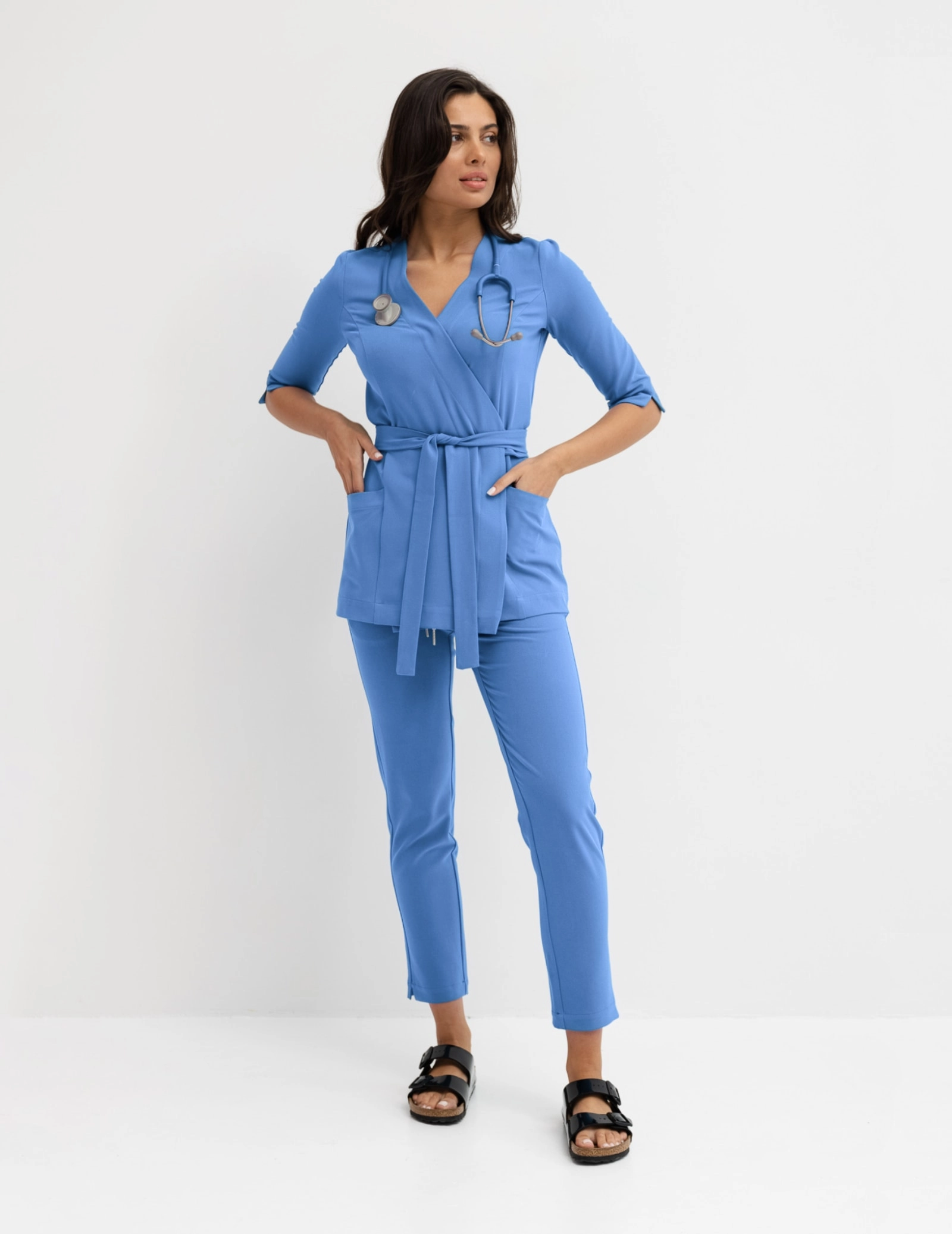 Medizinische Wickelbluse Rosalie - MARINA BLUE Medizinische Wickelbluse Rosalie - MARINA BLUE