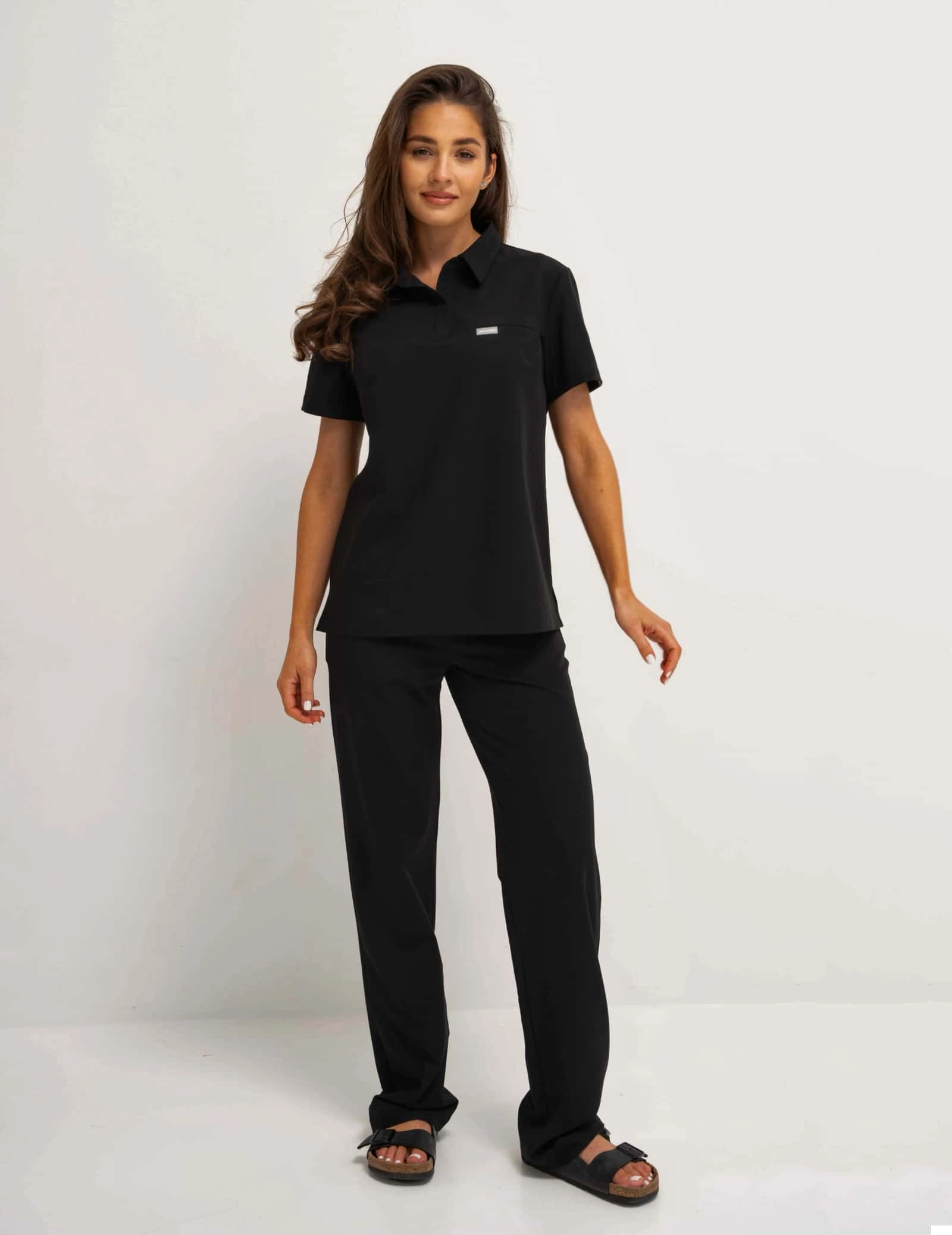 MEDIZINISCHE BLUSE POLO - BLACK