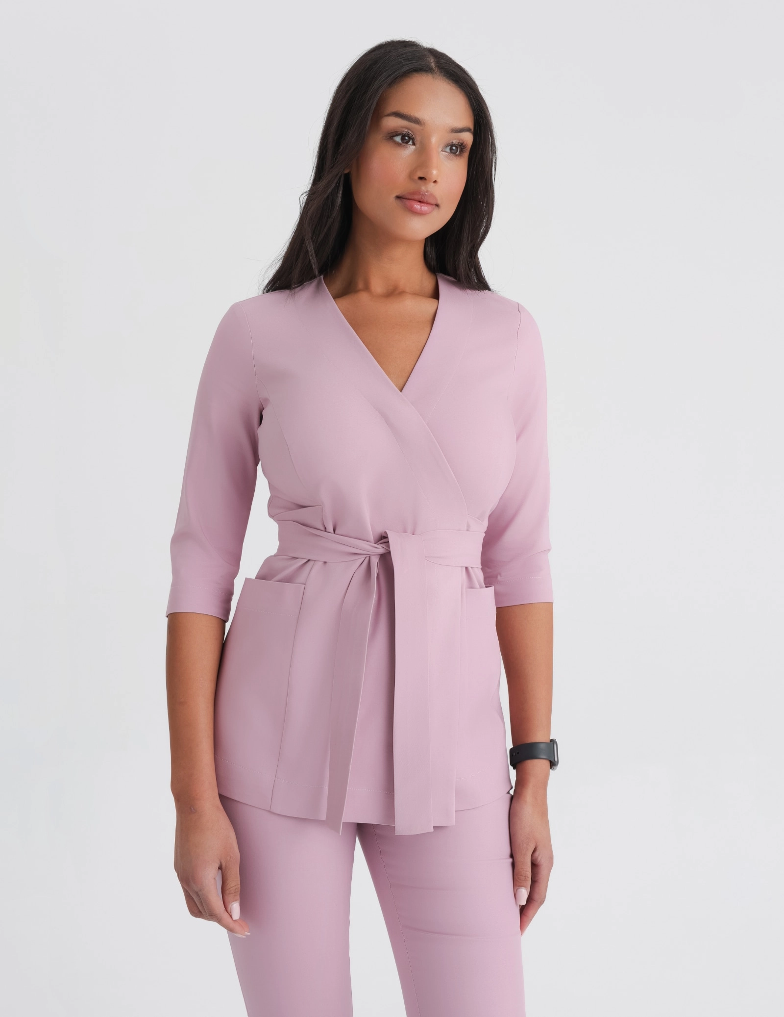 Medizinischer Kasack zum Binden Rosalie- FRENCH PINK