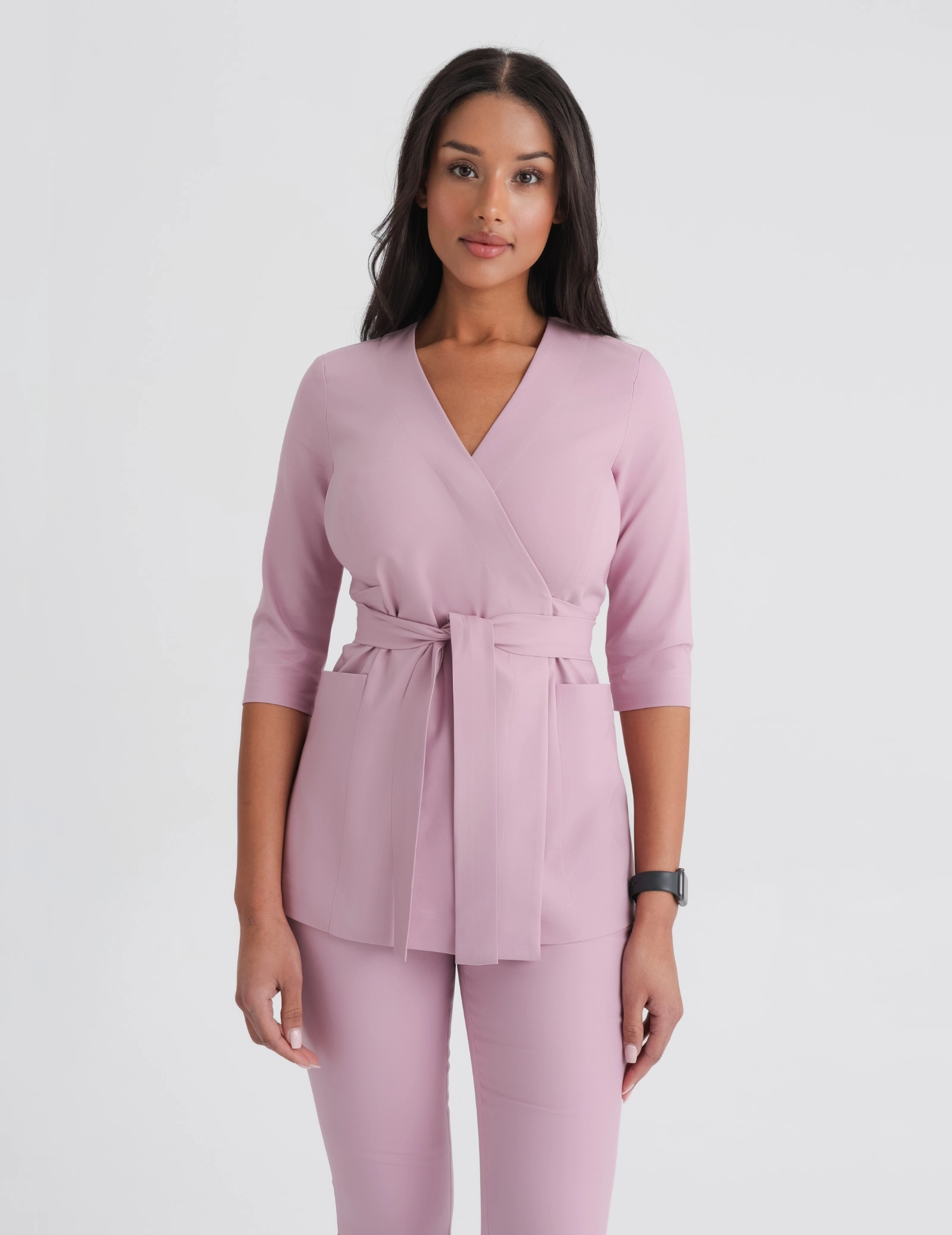 Medizinischer Kasack zum Binden Rosalie- FRENCH PINK