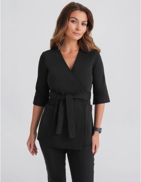 Medizinische Wickelbluse Rosalie - TRUE BLACK