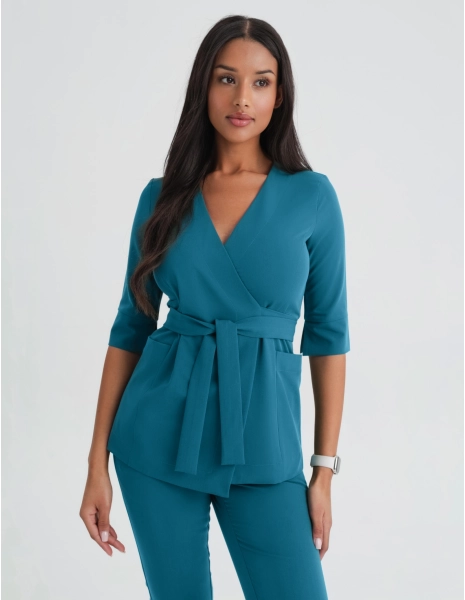 Medizinische Wickelbluse Rosalie - OCEAN BLUE