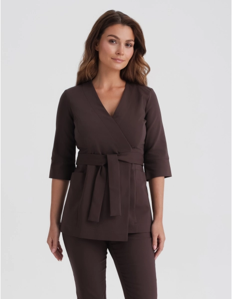 Medizinische Wickelbluse Rosalie - ESPRESSO