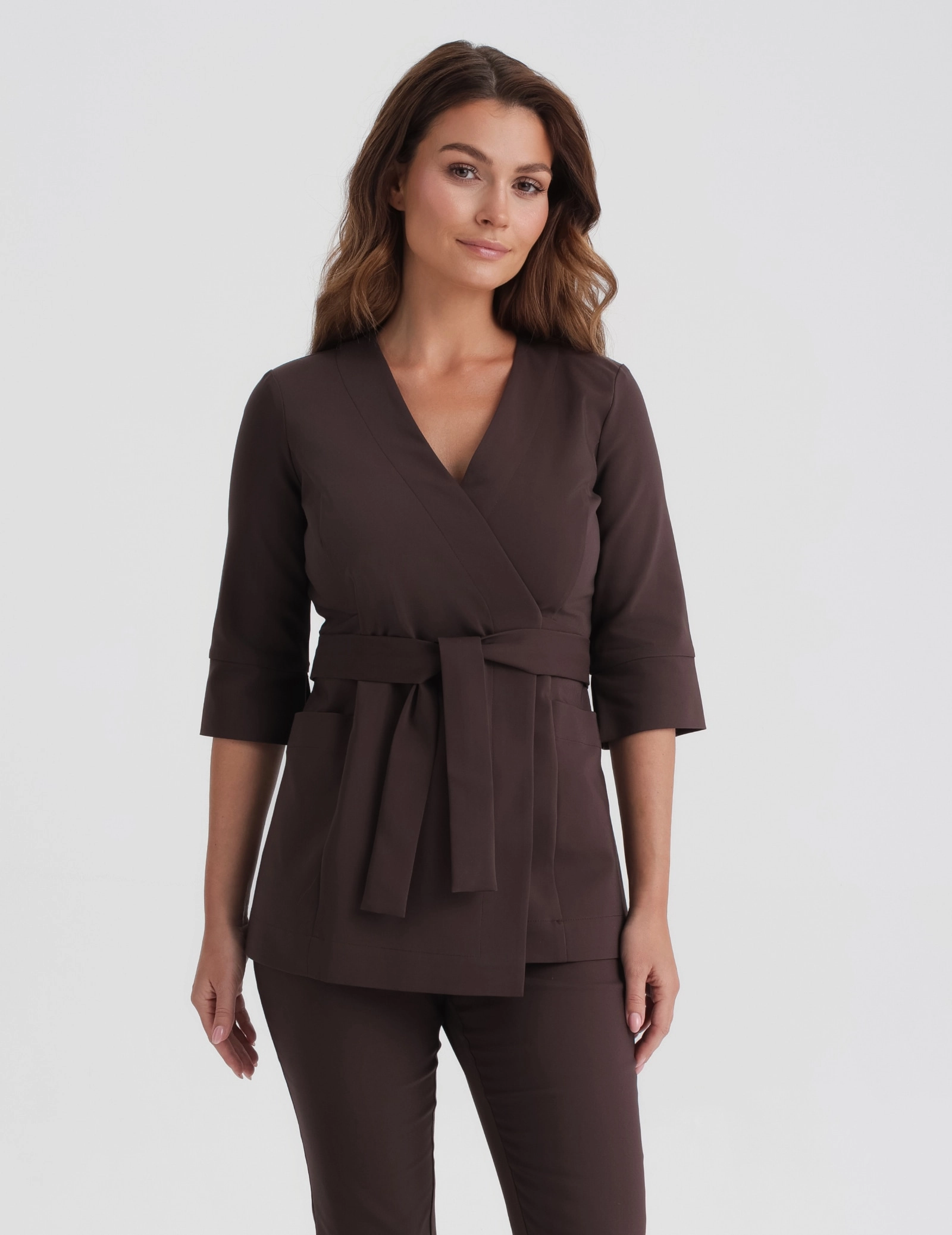 Medizinische Wickelbluse Rosalie - ESPRESSO Medizinische Wickelbluse Rosalie - ESPRESSO