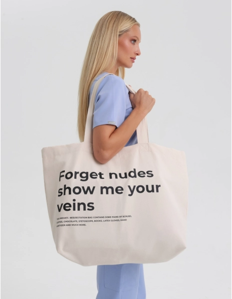 Oversize Shopper Tasche – "Forget nudes show me your veins"