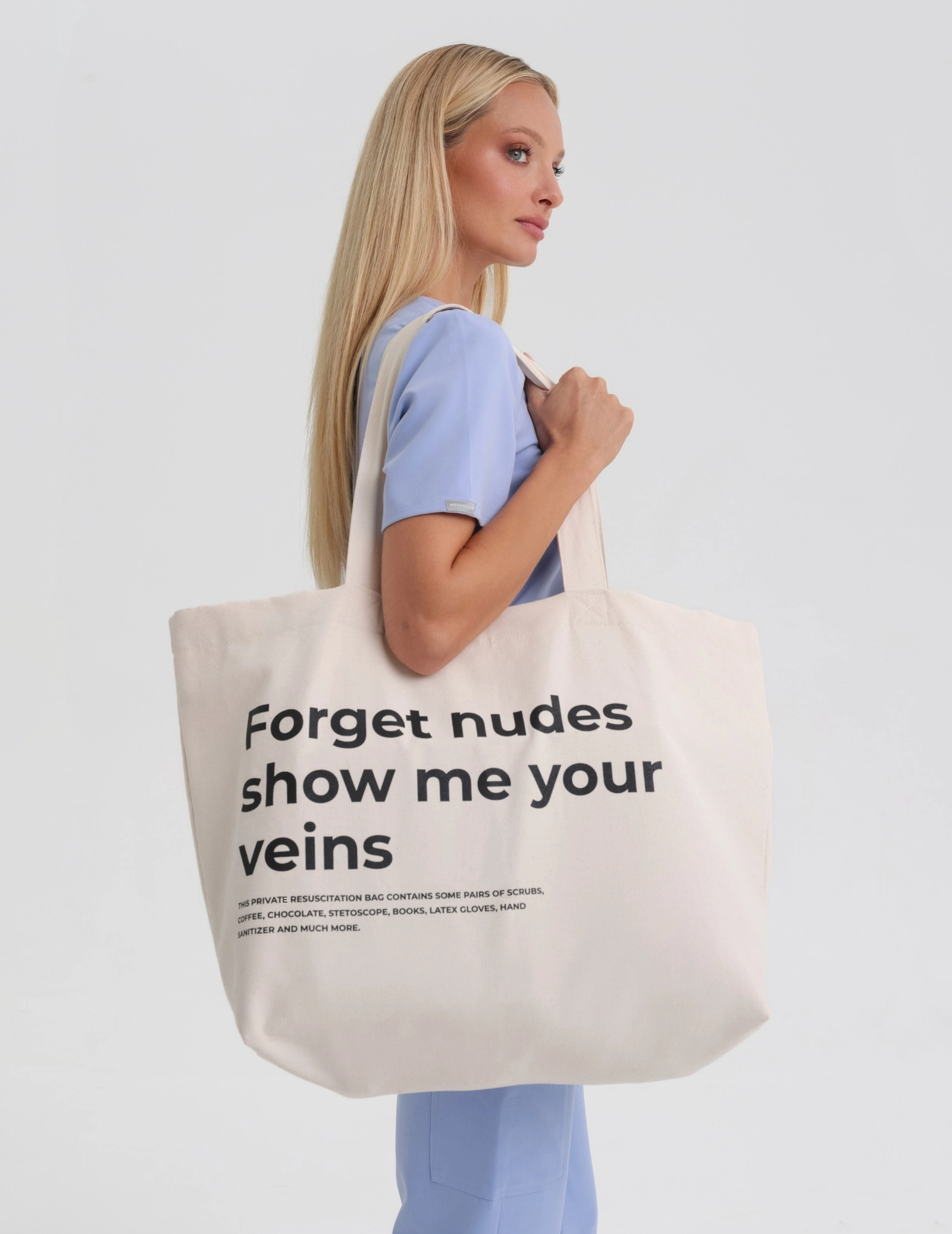 Oversize Shopper Tasche – "Forget nudes show me your veins"