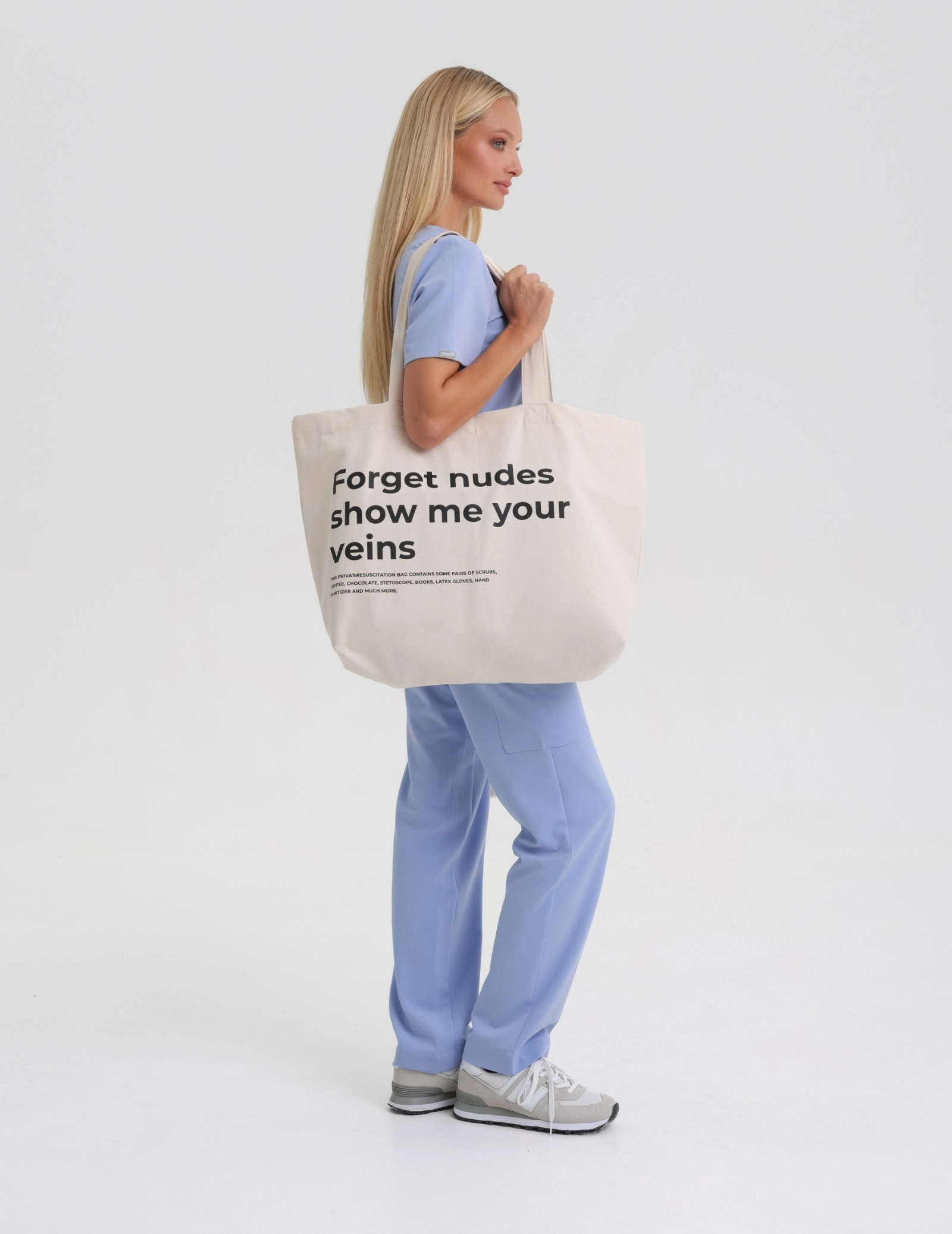 Oversize Shopper Tasche – "Forget nudes show me your veins"