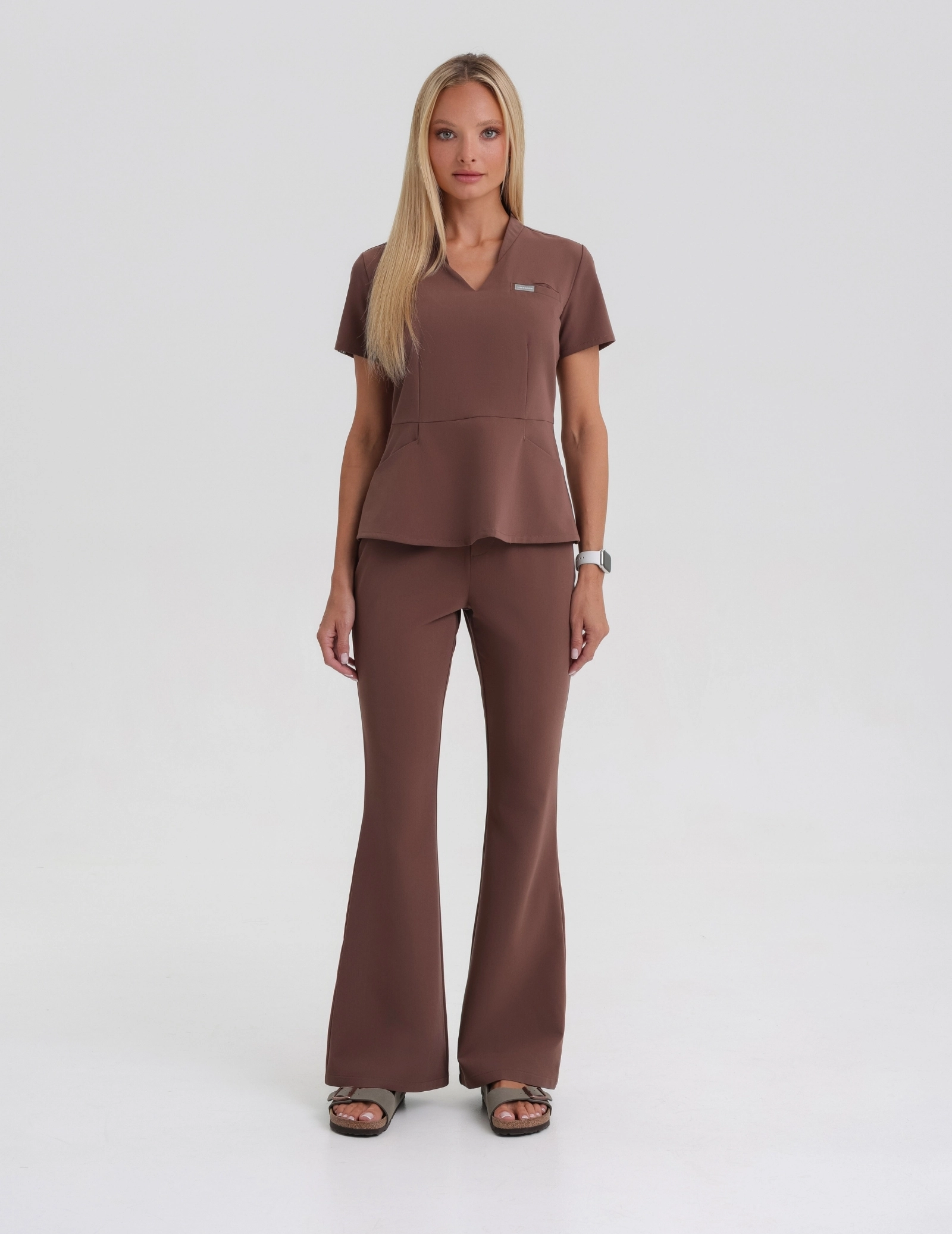Damen Medizinische Hose Flare - MILKY BROWN
