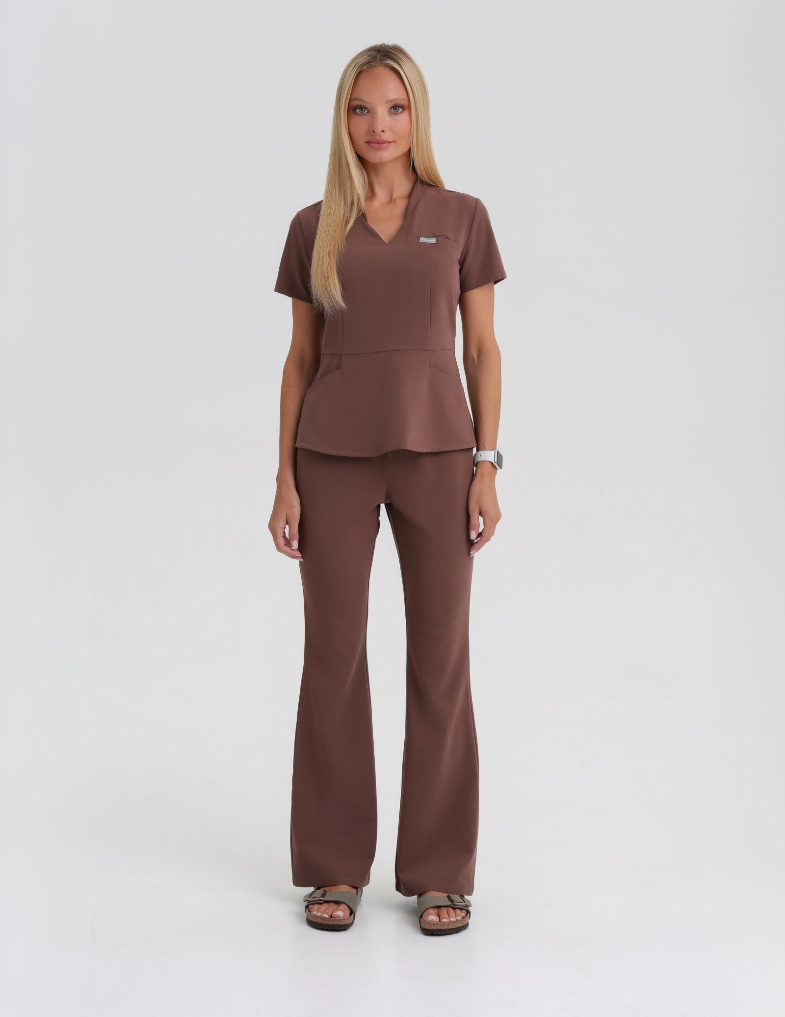 Damen Medizinische Hose Flare - MILKY BROWN