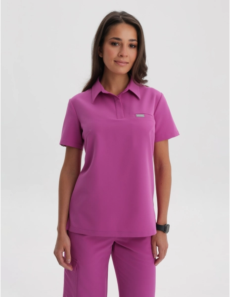 Medizinischer Kasack Polo - ELECTRIC PINK
