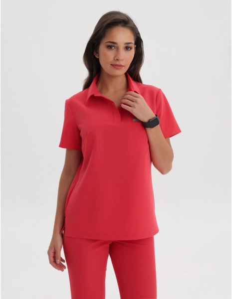 Medizinischer Kasack Polo - POP RED