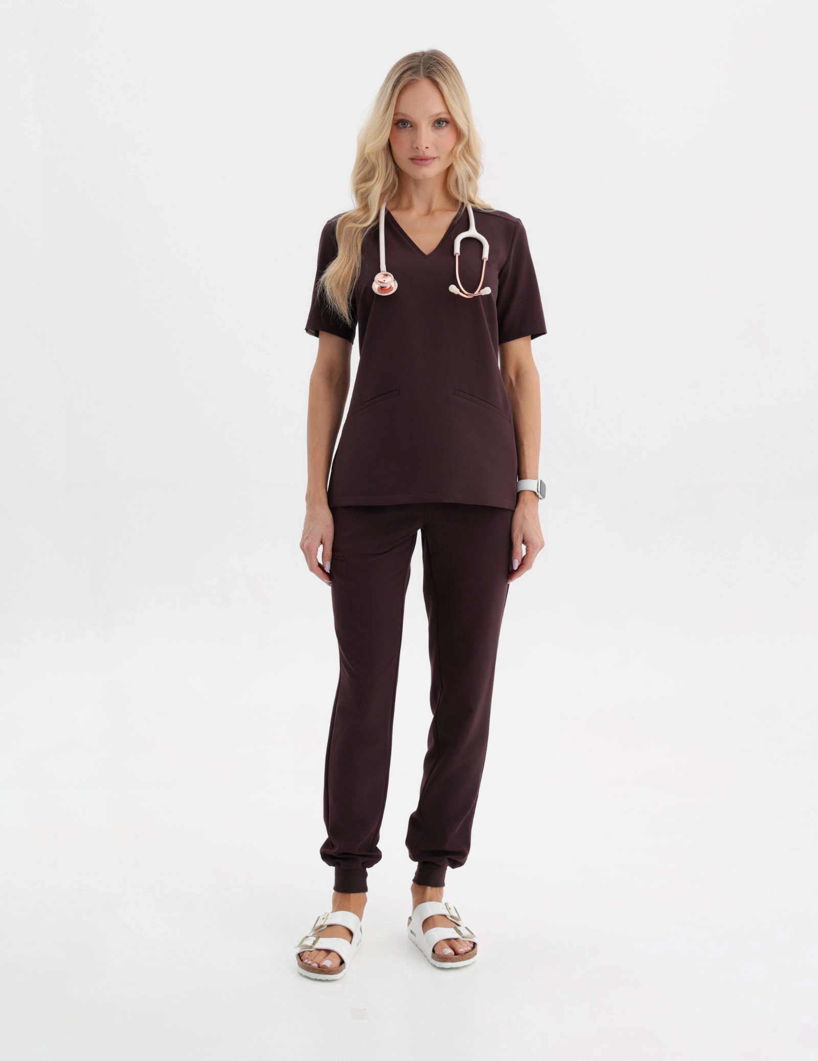 Damen Medizinische Hose Jogger - DARK CHOCOLATE