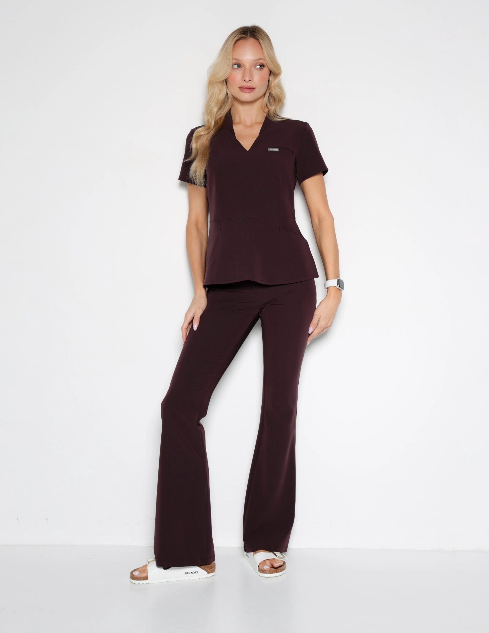 Damen Medizinische Hose Flare - DARK CHOCOLATE