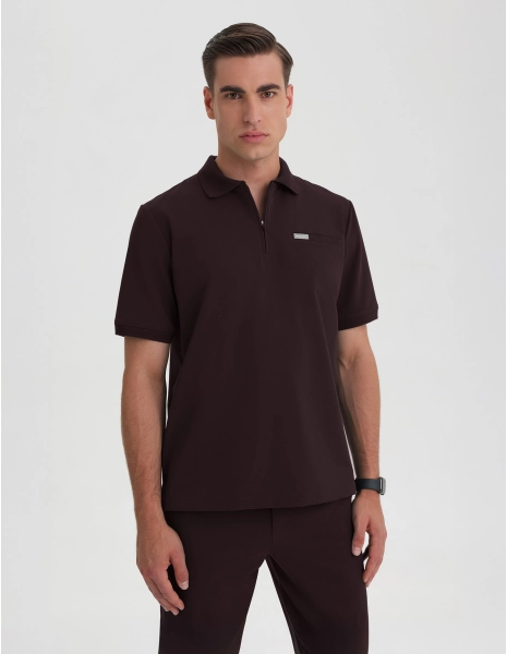 Medizinisches Kasack Polo Herren - DARK CHOCOLATE