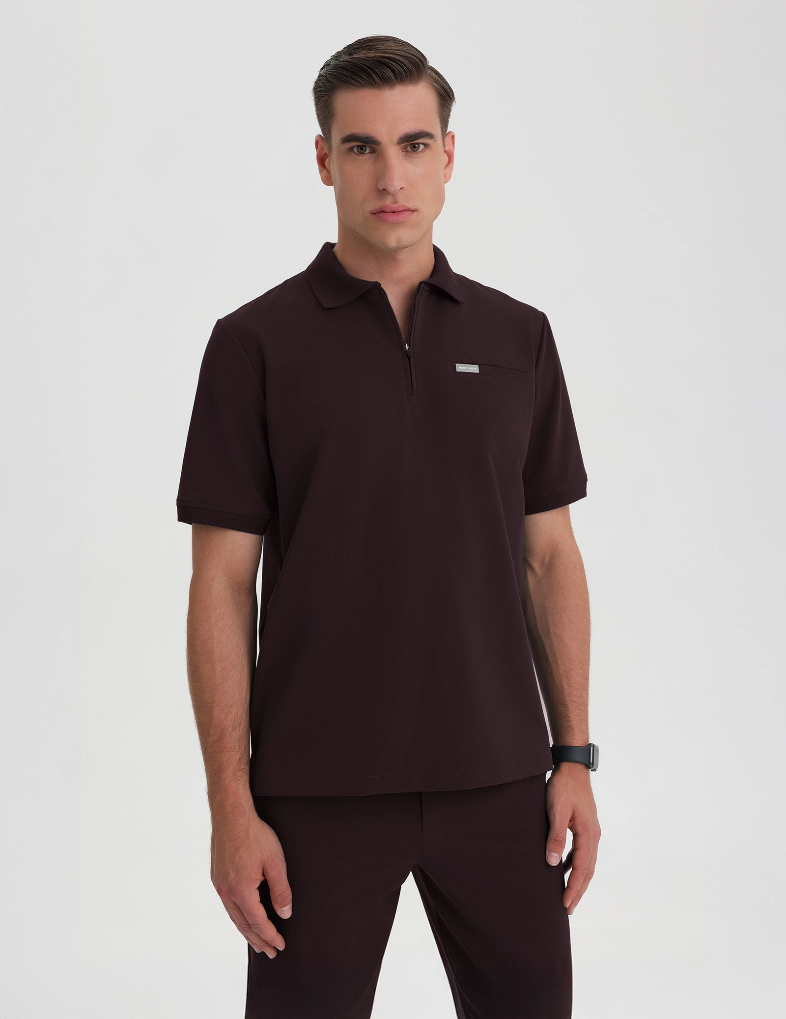 Medizinisches Kasack Polo Herren - DARK CHOCOLATE