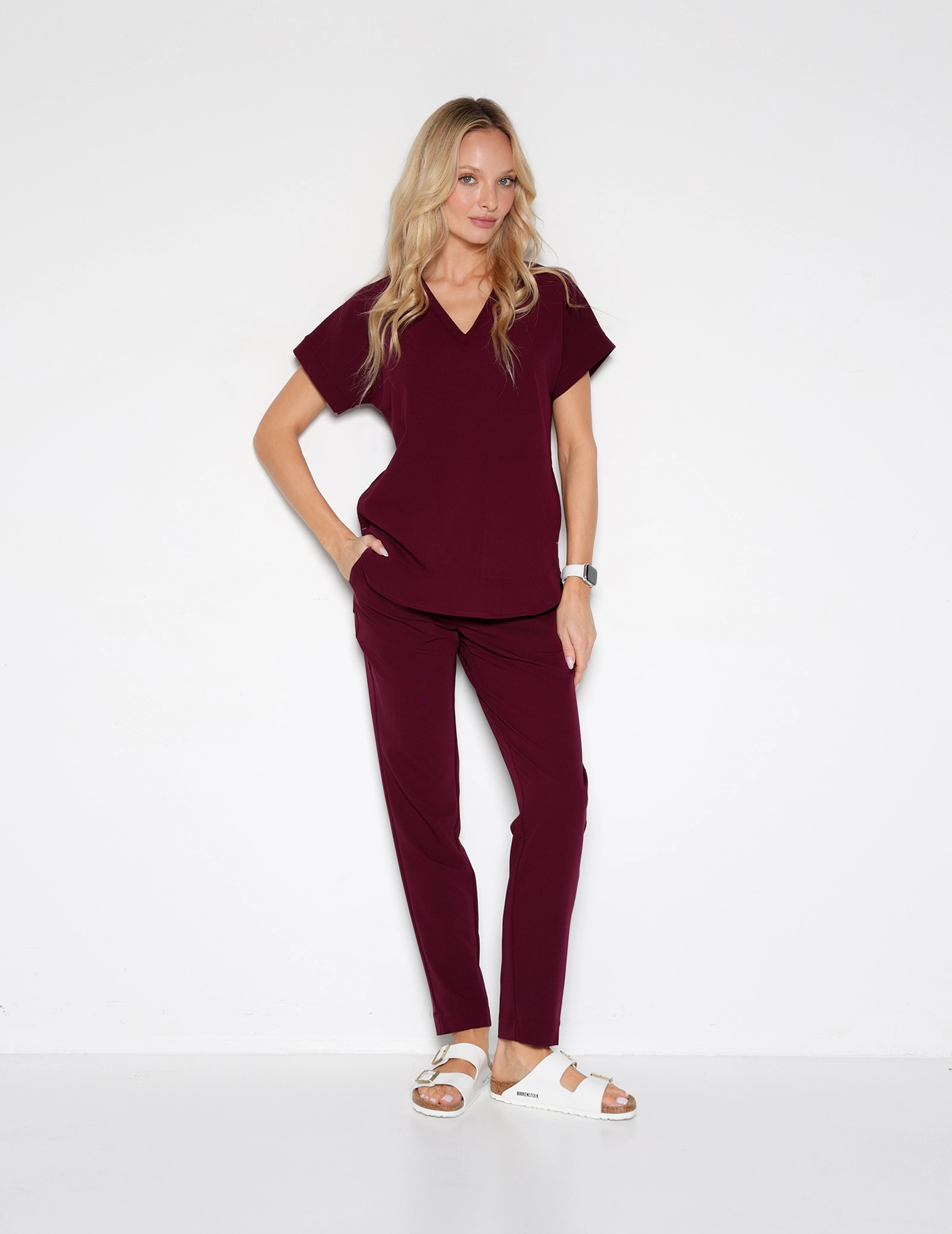 Damen Basic Hose - BURGUNDY