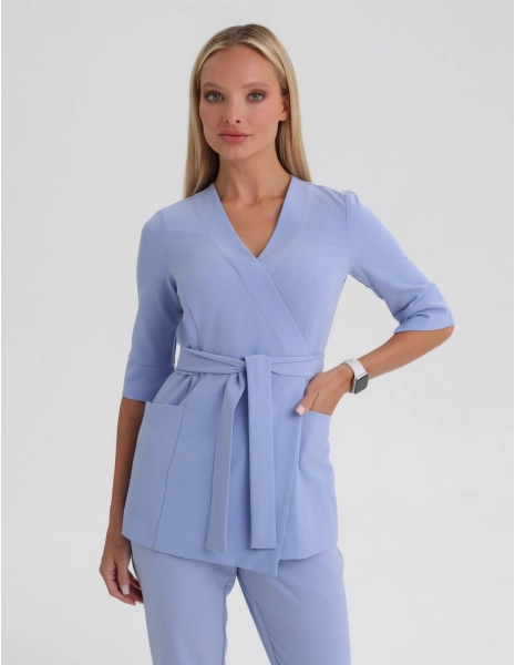 Medizinische Wickelbluse Rosalie - CEIL BLUE