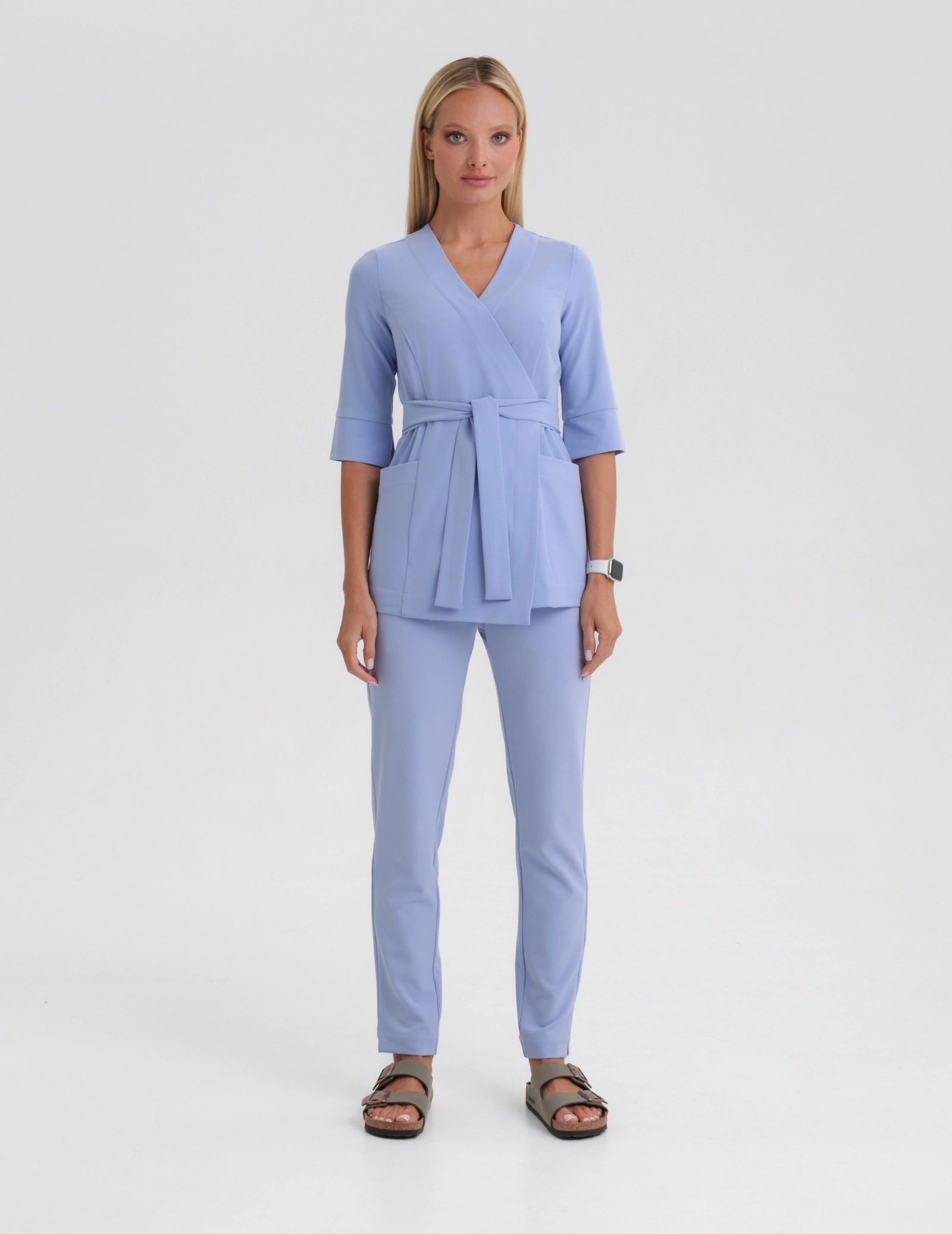 Medizinische Wickelbluse Rosalie - CEIL BLUE