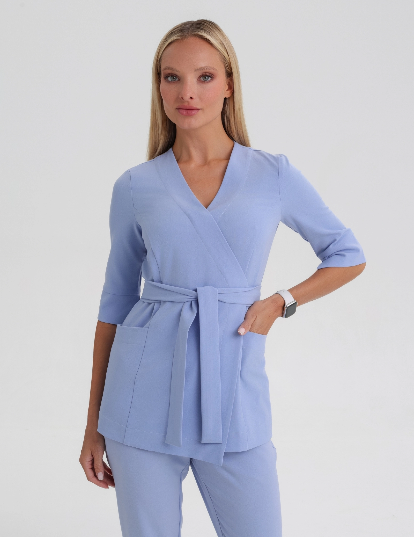 Medizinische Wickelbluse Rosalie - CEIL BLUE