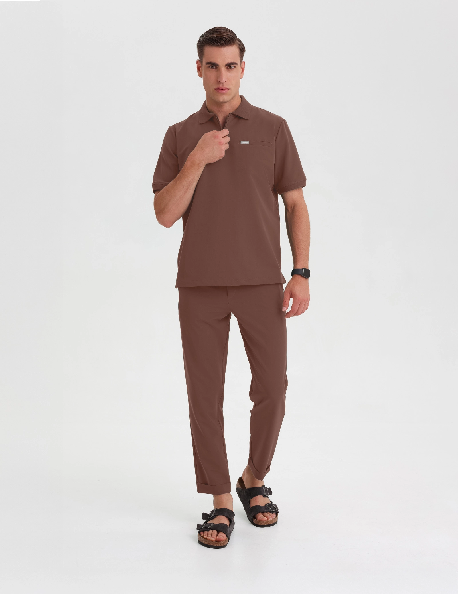 Medizinisches Kasack Polo Herren - MILKY BROWN