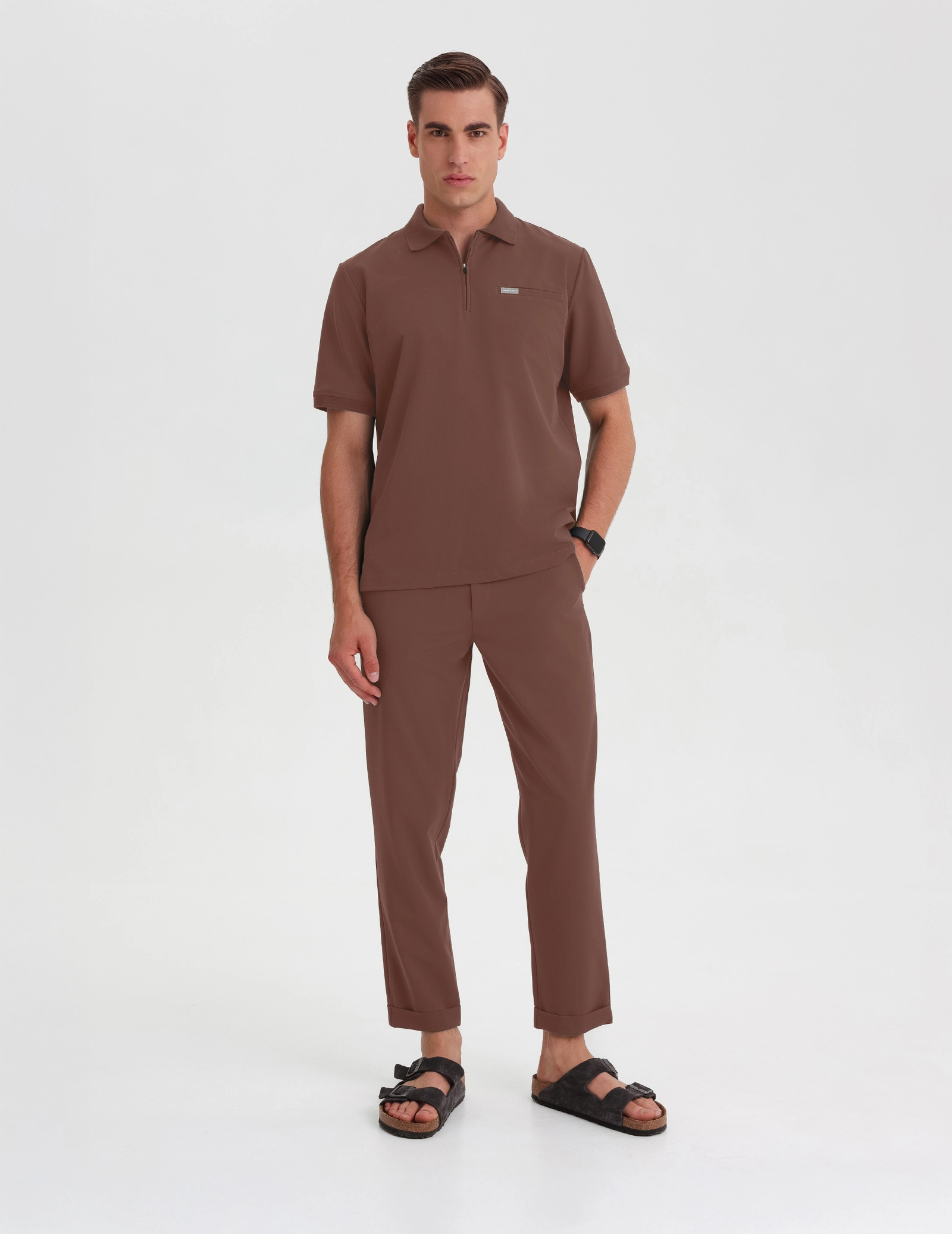 Medizinisches Kasack Polo Herren - MILKY BROWN