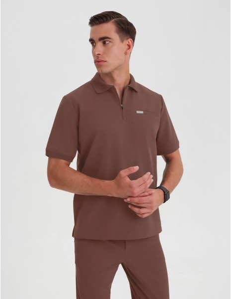 Medizinisches Kasack Polo Herren - MILKY BROWN