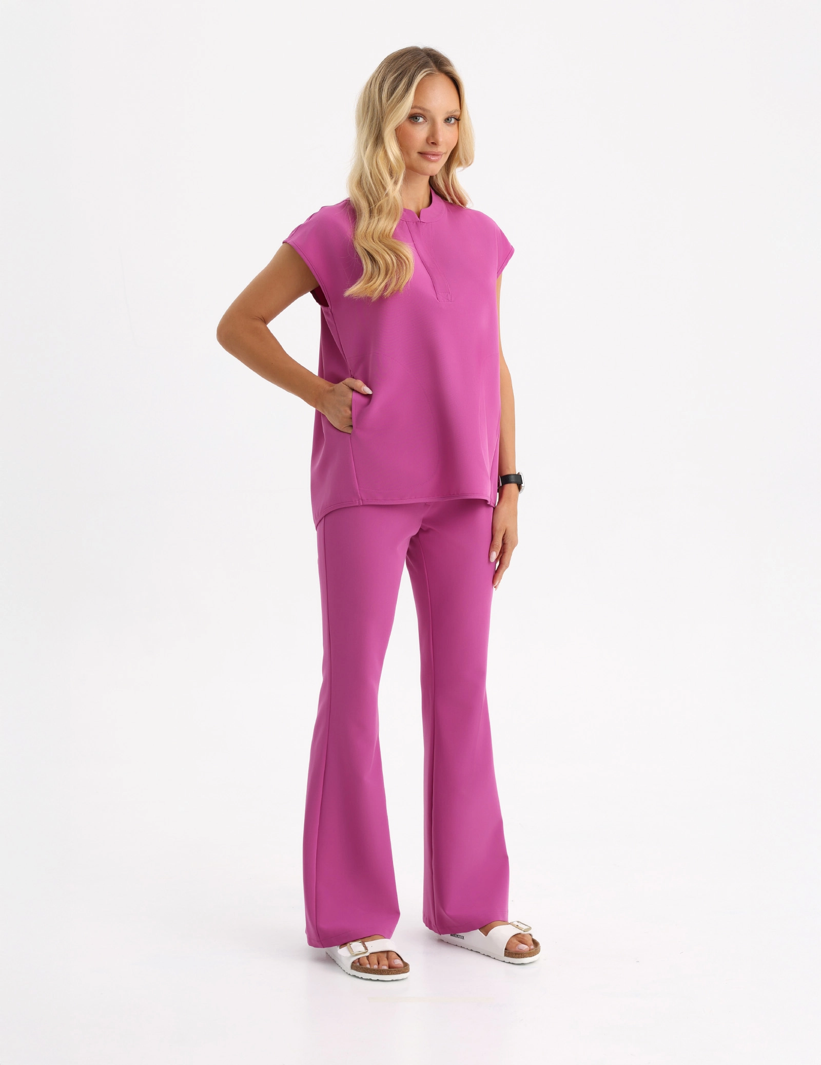 Damen Medizinische Hose Flare - ELECTRIC PINK