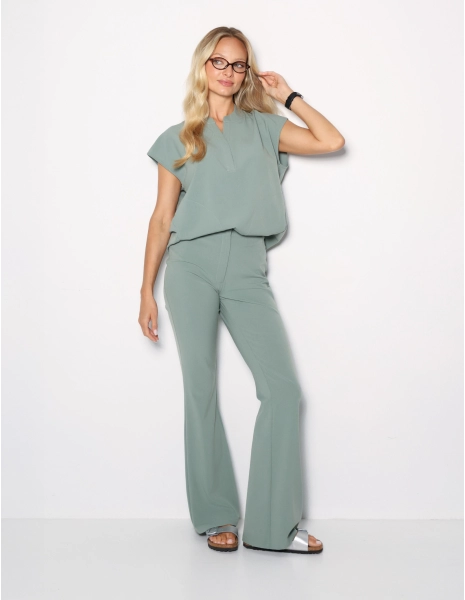 Damen Medizinische Hose Flare - DUSTY GREEN