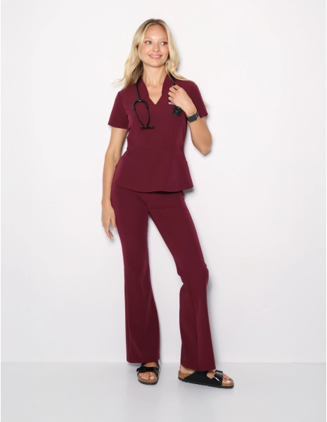 Damen Medizinische Hose Flare - BURGUNDY
