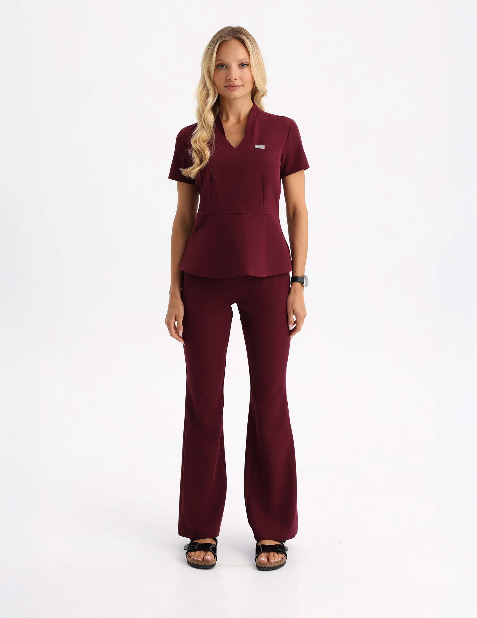 Damen Medizinische Hose Flare - BURGUNDY