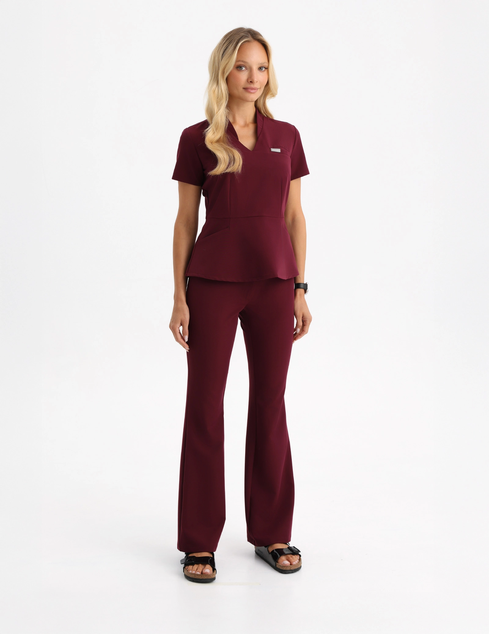 Damen Medizinische Hose Flare - BURGUNDY