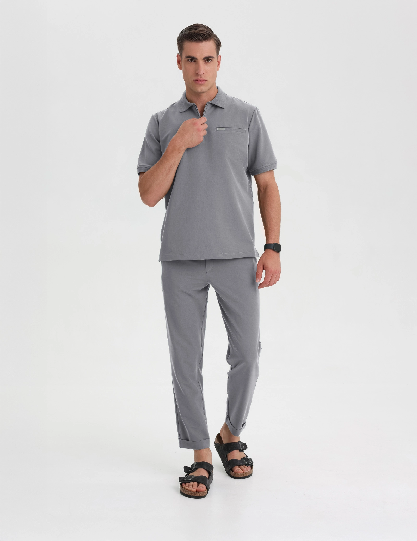 Medizinisches Kasack Polo Herren - SHARK GRAY