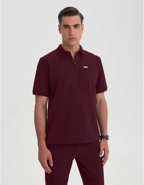 Medizinisches Kasack Polo Herren - BURGUNDY