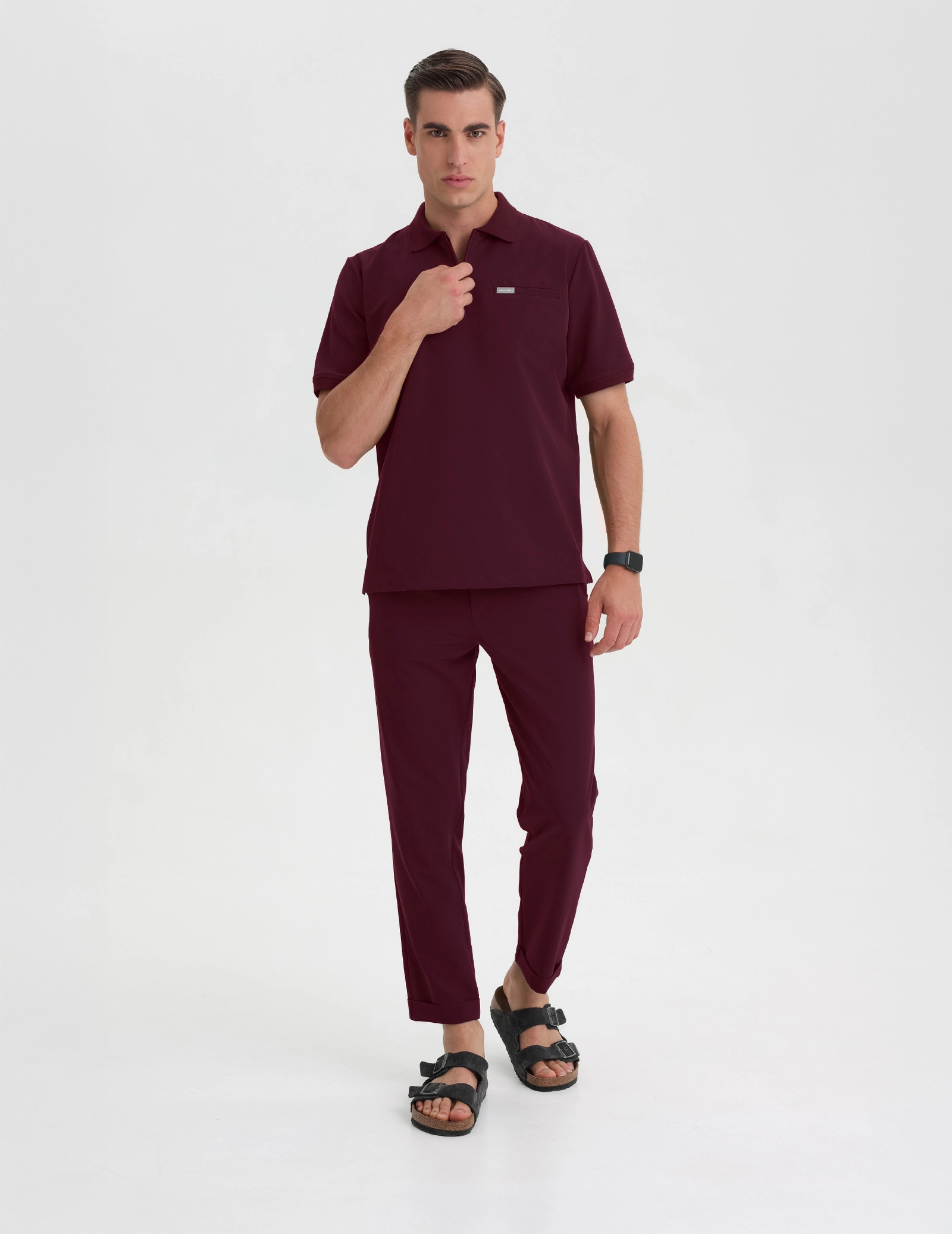Medizinisches Kasack Polo Herren - BURGUNDY