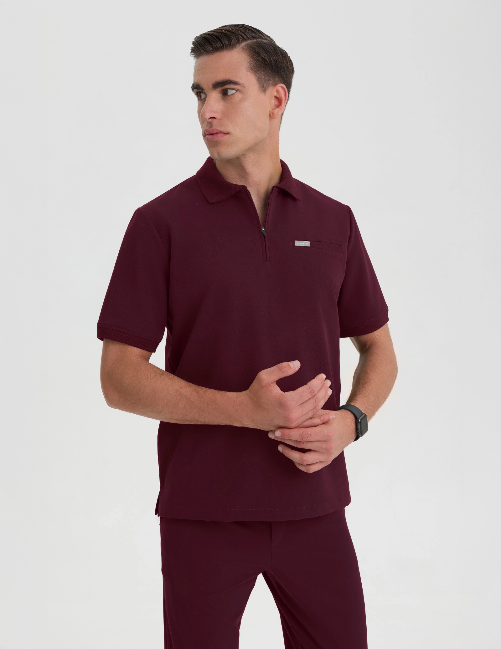 Medizinisches Kasack Polo Herren - BURGUNDY
