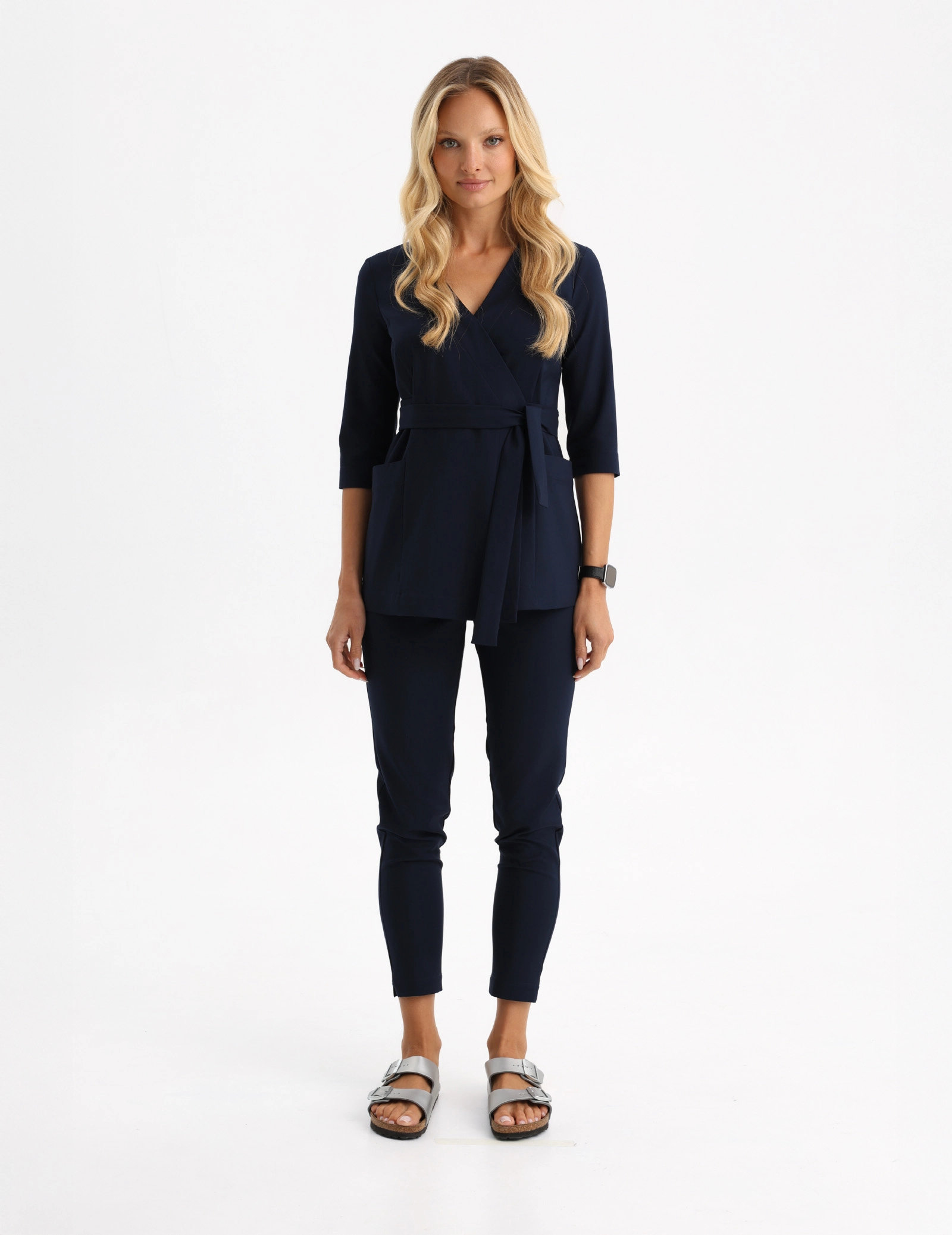 Medizinischer Kasack zum Binden Rosalie - NAVY