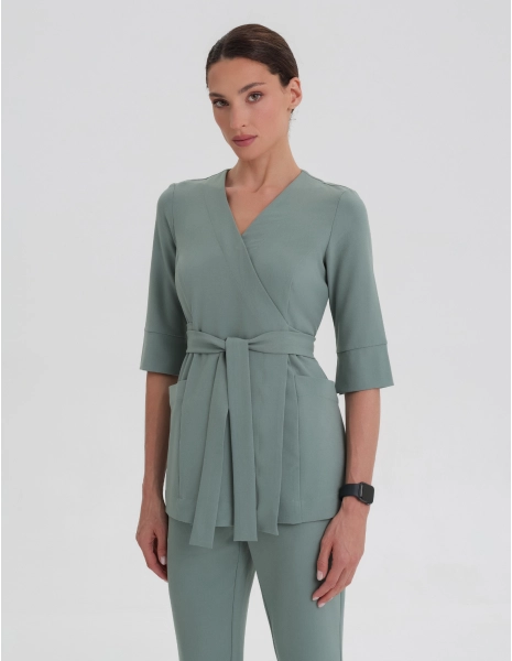 Medizinische Wickelbluse Rosalie - DUSTY GREEN