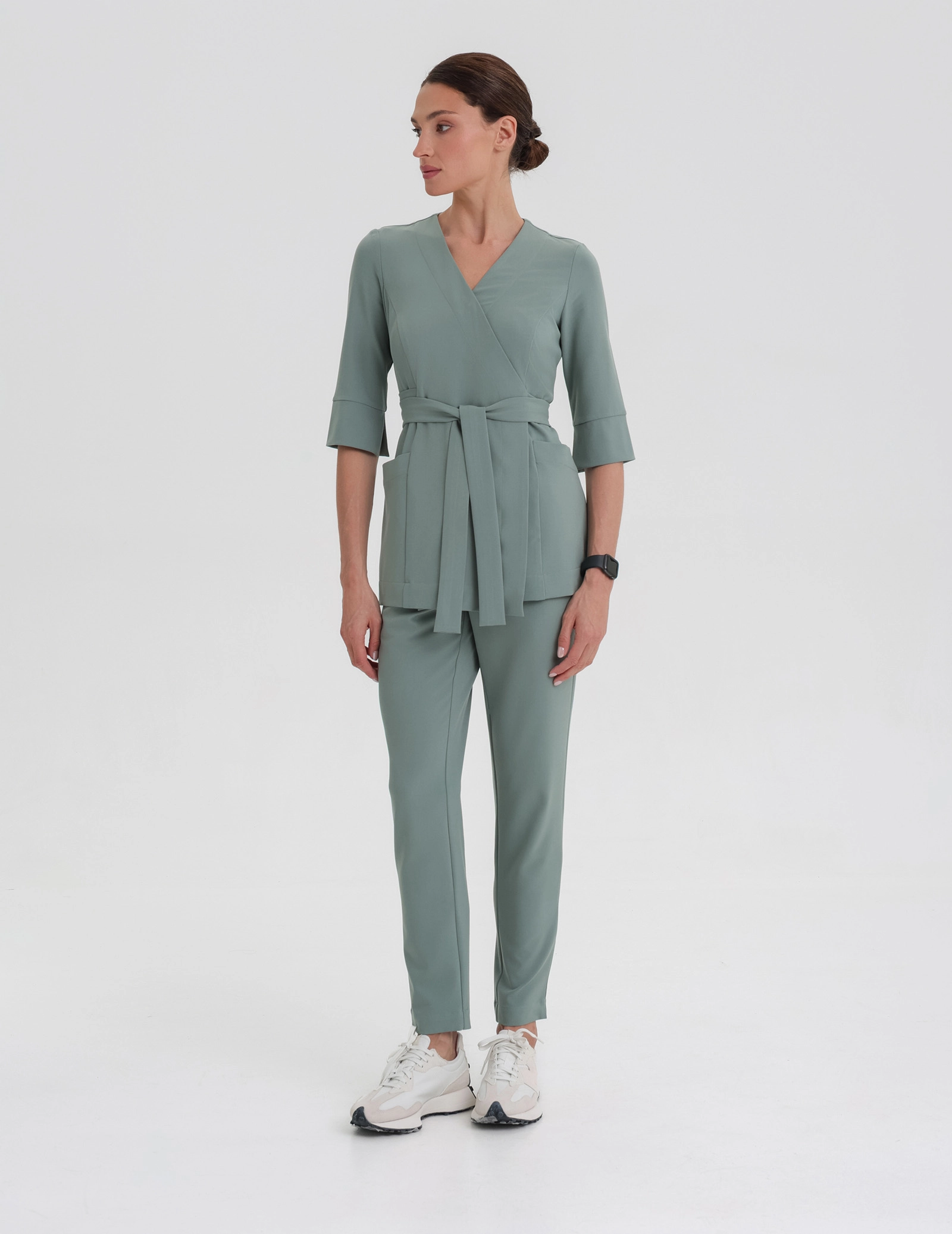 Medizinische Wickelbluse Rosalie - DUSTY GREEN