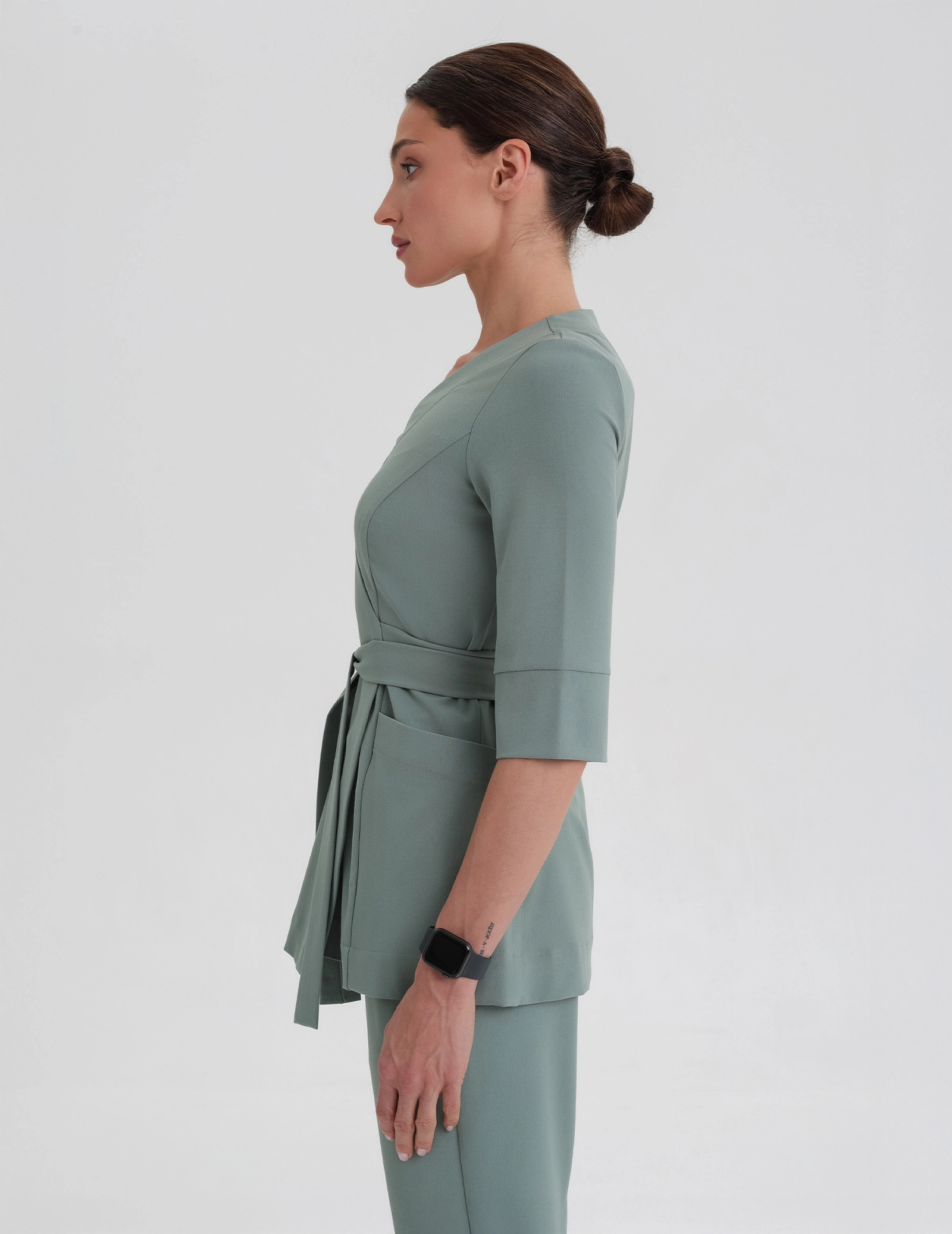 Medizinische Wickelbluse Rosalie - DUSTY GREEN
