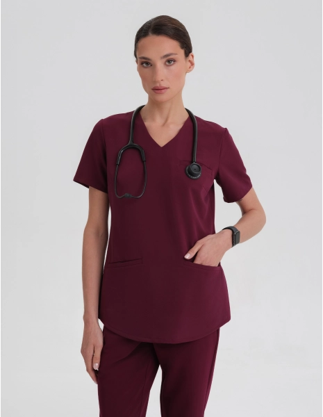 Medizinische Bluse Grace - BURGUNDY